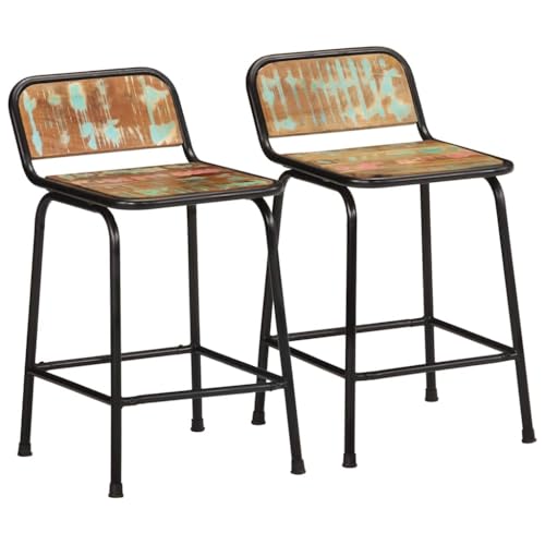 WKIEQACO Barhocker, 2 Stück, 46 x 35,5 x 70 cm, Massivholz, Altholz von WKIEQACO