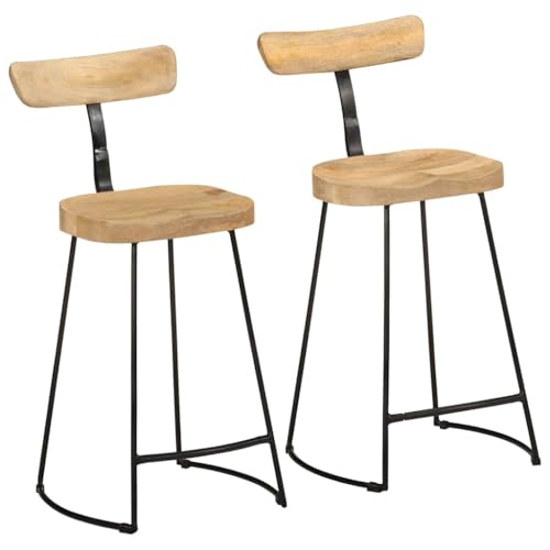 WKIEQACO Barhocker 2 Stück 49x43x88cm Massivholz Mangostühle Tisch & Barhocker von WKIEQACO