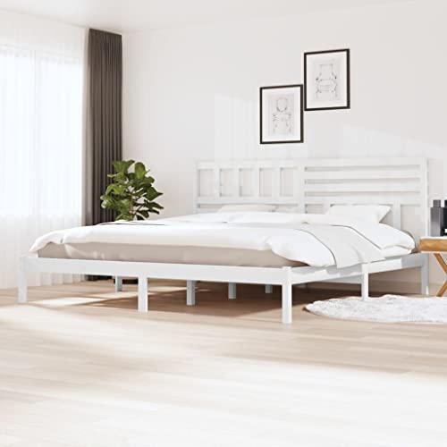 WKIEQACO Betten & Zubehör, Betten & Bettrahmen, Bettgestell ohne Matratze, Weiß, 180 x 200 cm, Super King Massivholz, Kiefer WKIEQACO Betten & Zubehör, Betten & Bettrahmen, Bettgestell ohne Matratze, Weiß, 180 x 200 cm, Super King Massivholz, Kiefer von WKIEQACO