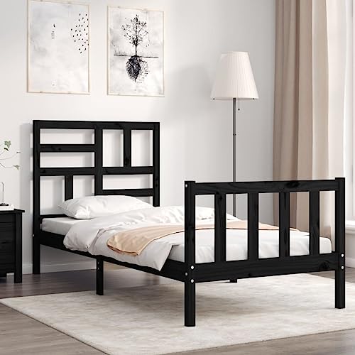 WKIEQACO Betten & Zubehör, Betten & Bettrahmen, Bettgestell ohne Matratze schwarz 90x200 cm Massivholz Kiefer WKIEQACO Betten & Zubehör, Betten & Bettrahmen, Bettgestell ohne Matratze schwarz 90x200 cm Massivholz Kiefer von WKIEQACO