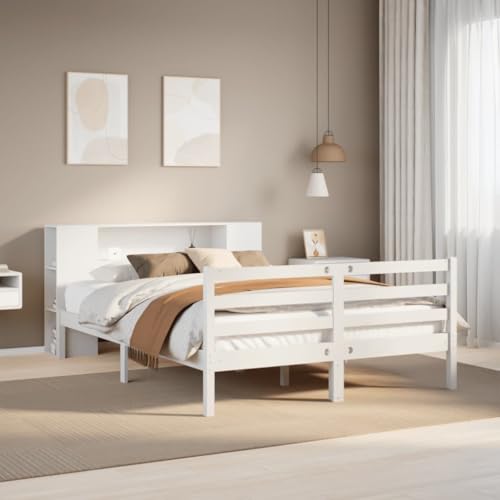 WKIEQACO Betten & Zubehör, Betten & Bettrahmen, Bücherregal Bett ohne Matratze Weiß 140x190 cm Massivholz Kiefer WKIEQACO Betten & Zubehör, Betten & Bettrahmen, Bücherregal Bett ohne Matratze Weiß 140x190 cm Massivholz Kiefer von WKIEQACO