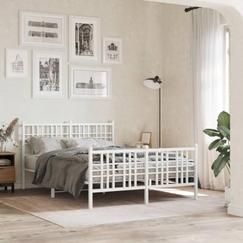 WKIEQACO Bettgestell aus Metall, ohne Matratze, mit Fußteil, Weiß, 120 x 200 cm, Betten & Zubehör, Betten & Bettrahmen WKIEQACO Bettgestell aus Metall, ohne Matratze, mit Fußteil, Weiß, 120 x 200 cm, Betten & Zubehör, Betten & Bettrahmen von WKIEQACO