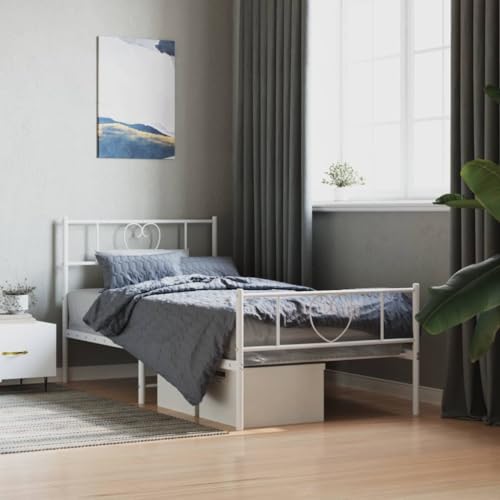 WKIEQACO Bettgestell aus Metall, ohne Matratze, mit Fußteil, Weiß, 80 x 200 cm, Betten & Zubehör, Betten & Bettrahmen WKIEQACO Bettgestell aus Metall, ohne Matratze, mit Fußteil, Weiß, 80 x 200 cm, Betten & Zubehör, Betten & Bettrahmen von WKIEQACO