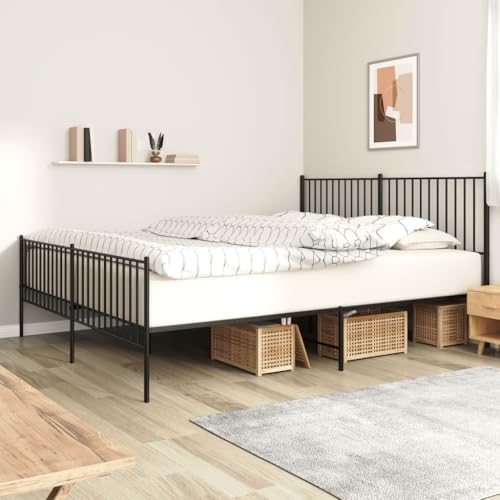 WKIEQACO Bettgestell aus Metall ohne Matratze mit Fußteil, schwarz, 180 x 200 cm, Betten & Zubehör, Betten & Bettrahmen WKIEQACO Bettgestell aus Metall ohne Matratze mit Fußteil, schwarz, 180 x 200 cm, Betten & Zubehör, Betten & Bettrahmen von WKIEQACO