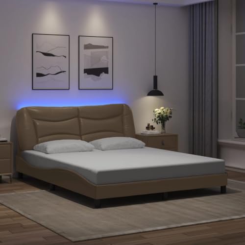 WKIEQACO Bettgestell mit LED ohne Matratze Hvar Cappuccino 160x200 cmBetten & Zubehör Betten & Bettrahmen von WKIEQACO