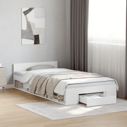 WKIEQACO Bettgestell mit Schublade ohne Matratze Weiß 100x200 cmBetten & Zubehör Betten & Bettrahmen WKIEQACO Bettgestell mit Schublade ohne Matratze Weiß 100x200 cmBetten & Zubehör Betten & Bettrahmen von WKIEQACO