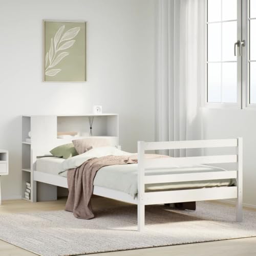 WKIEQACO Bücherregal Bett ohne Matratze Weiß 100x200 cm Massivholz Kiefer Betten & Zubehör Betten & Bettrahmen WKIEQACO Bücherregal Bett ohne Matratze Weiß 100x200 cm Massivholz Kiefer Betten & Zubehör Betten & Bettrahmen von WKIEQACO