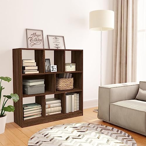 WKIEQACO Bücherschrank Braun Eiche 97,5x29,5x100cm Holzregal Bücherregale & Standregale von WKIEQACO