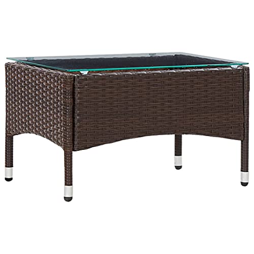 WKIEQACO Couchtisch, braun, 60 x 40 x 36 cm, Poly-Rattan, Outdoor-Tische von WKIEQACO