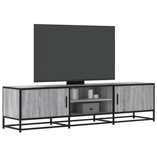 WKIEQACO Entertainment-Center & TV-Ständer, TV-Schrank Grau Sonoma 160x35x41 cm Engineered Holz und Metall von WKIEQACO