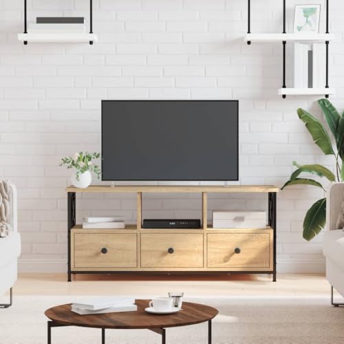 WKIEQACO Entertainment Centers & TV-Ständer, TV-Schrank, Sonoma-Eiche, 102 x 33 x 45 cm, Holz- und Eisen von WKIEQACO