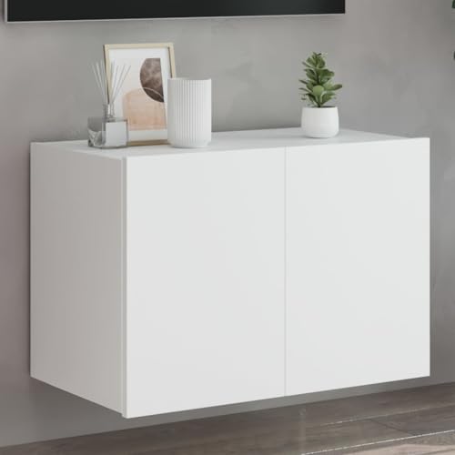 WKIEQACO Entertainment Centers & TV-Ständer, TV-Wandschrank mit LED-Lichtern, Weiß, 60 x 35 x 41 cm von WKIEQACO