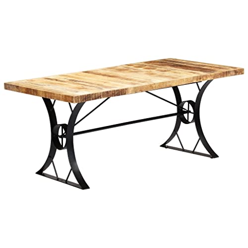 WKIEQACO Esstisch 180 x 90 x 76 cm aus massivem Mangoholz, Küchen- und Esszimmertische von WKIEQACO