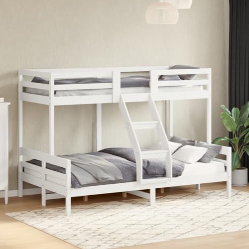 WKIEQACO Etagenbett ohne Matratze 80x200/120x200 cm weiß Massivholzbetten & Zubehör Betten & Bettrahmen von WKIEQACO