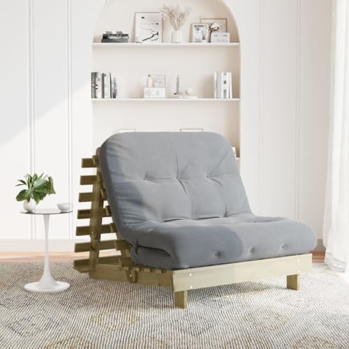 WKIEQACO Futon Schlafsofa mit Matratze 100x206x11cm Imprägniertes Holz PineFutons von WKIEQACO