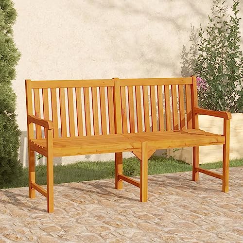 WKIEQACO Gartenbank 150 cm Akazienholz massiv Outdoor Sitzbank Outdoor Sitzbänke von WKIEQACO