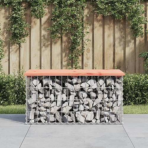 WKIEQACO Gartenbank Gabion Design 83x44x42cm Massivholz DouglasOutdoor Outdoor Sitzbank Outdoor Sitzbänke von WKIEQACO
