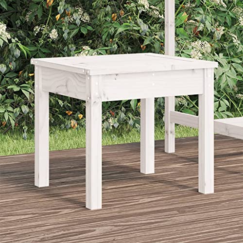 WKIEQACO Gartenbank Weiß 50x44x45cm Massivholz Kiefer Outdoor Sitzbank Outdoor Sitzbänke von WKIEQACO