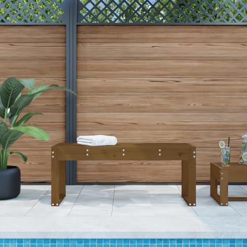 WKIEQACO Gartenbank braun 110x38x45cm Massivholz Kiefer Outdoor Sitzbank Outdoor Sitzbank Outdoor Bänke von WKIEQACO