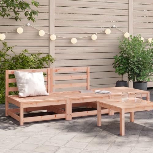 WKIEQACO Gartensofa ohne Armlehne mit Fußhocker Massivholz DouglasOutdoor Outdoor Sitzgruppe Outdoor Sektionalsofa Einheiten von WKIEQACO