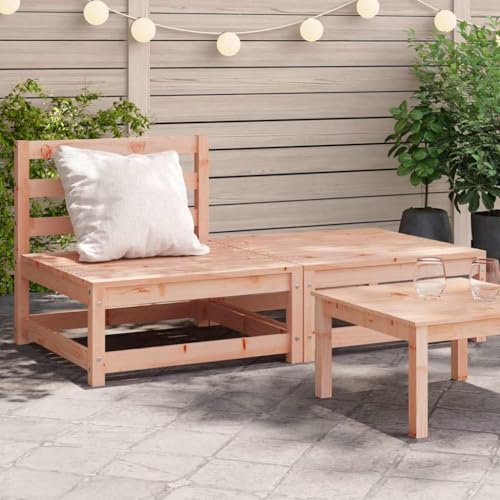 WKIEQACO Gartensofa ohne Armlehne mit Fußhocker Massivholz DouglasOutdoor Outdoor Sitzgruppe Outdoor Sektionalsofa Einheiten von WKIEQACO