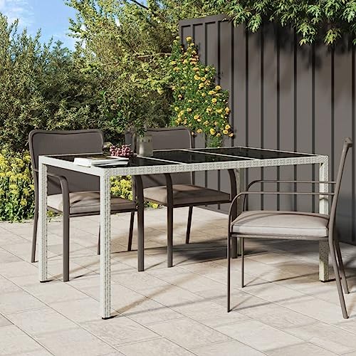 WKIEQACO Gartentisch, 150 x 90 x 75 cm, gehärtetes Glas und Polyrattan, weiß, Outdoor-Tische WKIEQACO Gartentisch, 150 x 90 x 75 cm, gehärtetes Glas und Polyrattan, weiß, Outdoor-Tische von WKIEQACO