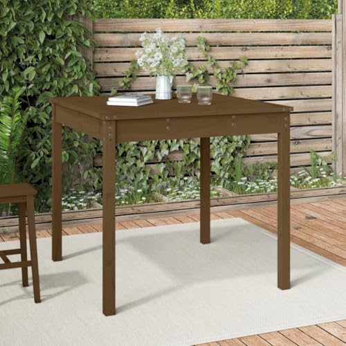 WKIEQACO Gartentisch braun 82,5x82,5x76cm Massivholz Kiefer Outdoor Tische von WKIEQACO