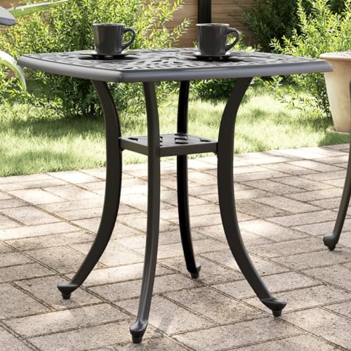 WKIEQACO Gartentisch schwarz 53x53x53cm Aluminiumguss Outdoor Tische von WKIEQACO