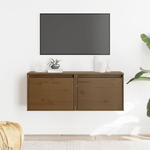 WKIEQACO Hängeschränke 2 Stück braun 45x30x35cm Kiefer massiv Regal Wandregale & Leisten von WKIEQACO