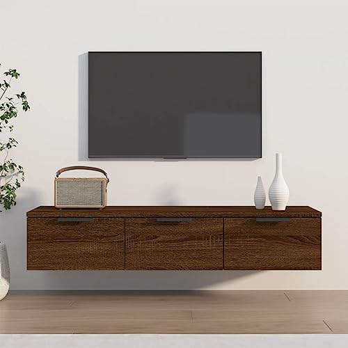 WKIEQACO Hängeschrank Braun Eiche 102x30x20 cm Holzschränke & Aufbewahrung von WKIEQACO