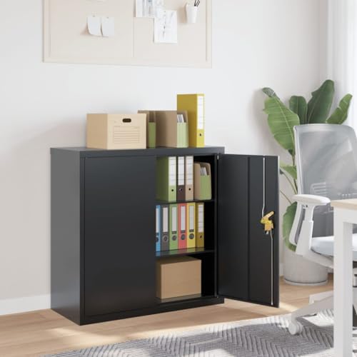 WKIEQACO Haus & Garten, Möbel-Aktenschrank, Anthrazit, 90 x 40 x 90 cm, Stahl von WKIEQACO
