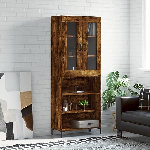 WKIEQACO Haus & Garten, Möbel-Highboard Räuchereiche 69,5x34x180 cm Holzwerkstoff von WKIEQACO
