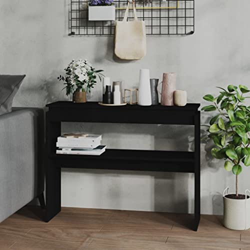 WKIEQACO Haus & Garten, Möbel-Konsolentisch, schwarz, 102 x 30 x 80 cm, Holzwerkstoff von WKIEQACO