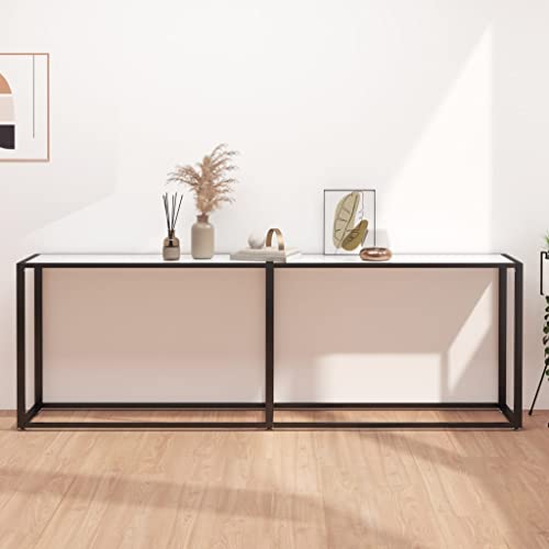 WKIEQACO Haus & Garten, Möbel-Konsolentisch, weißer Marmor, 220 x 35 x 75,5 cm, gehärtetes Glas WKIEQACO Haus & Garten, Möbel-Konsolentisch, weißer Marmor, 220 x 35 x 75,5 cm, gehärtetes Glas von WKIEQACO