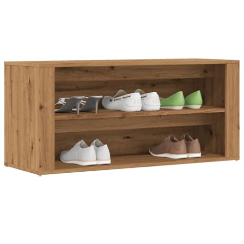 WKIEQACO Haus & Garten, Möbel-Schuhbank, Artisan Eiche, 100 x 35 x 45 cm, Holzwerkstoff von WKIEQACO