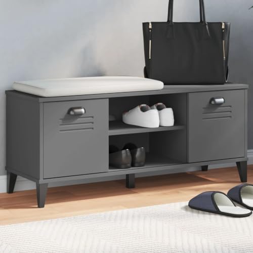WKIEQACO Haus & Garten, Möbel-Schuhbank VIKEN Anthrazitgrau 106x35x45 cm Holzwerkstoff von WKIEQACO