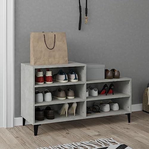 WKIEQACO Haus & Garten, Möbel-Schuhschrank, Betongrau, 102 x 36 x 60 cm, Holzwerkstoff von WKIEQACO