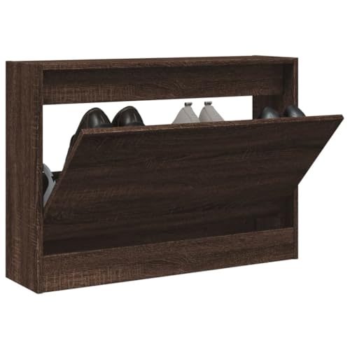 WKIEQACO Haus & Garten, Möbel-Schuhschrank, Braun Eiche, 80 x 21 x 57 cm, Holzwerkstoff von WKIEQACO
