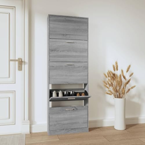 WKIEQACO Haus & Garten, Möbel-Schuhschrank, Grau, Sonoma, 59 x 17 x 169 cm, Holzwerkstoff WKIEQACO Haus & Garten, Möbel-Schuhschrank, Grau, Sonoma, 59 x 17 x 169 cm, Holzwerkstoff von WKIEQACO