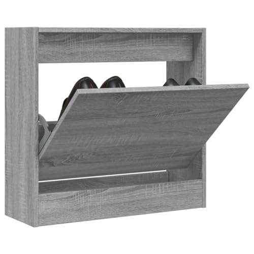 WKIEQACO Haus & Garten, Möbel-Schuhschrank, Grau, Sonoma, 60 x 21 x 57 cm, Holzwerkstoff von WKIEQACO