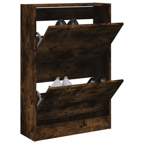 WKIEQACO Haus & Garten, Möbel-Schuhschrank, Räuchereiche, 60 x 21 x 87,5 cm, Holzwerkstoff von WKIEQACO