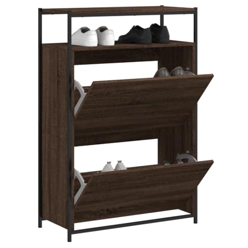 WKIEQACO Haus & Garten, Möbel-Schuhschrank, braune Eiche, 75 x 34 x 112 cm, Holzwerkstoff von WKIEQACO