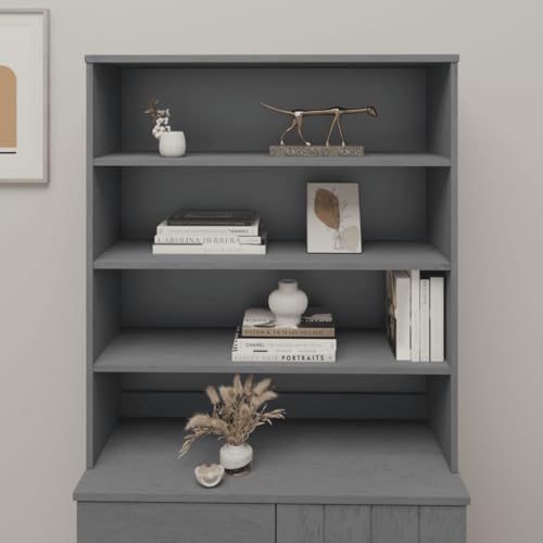 WKIEQACO Haus & Garten, Möbelplatte für Highboard HAMAR dunkelgrau 90x30x100cm Massivholz Kiefer von WKIEQACO
