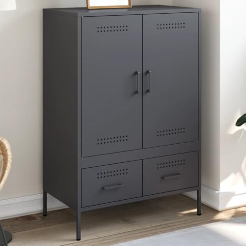 WKIEQACO Highboard Anthrazit 68 x 39 x 101,5 cm Stahlschränke & Aufbewahrungsbuffets & Sideboards WKIEQACO Highboard Anthrazit 68 x 39 x 101,5 cm Stahlschränke & Aufbewahrungsbuffets & Sideboards von WKIEQACO