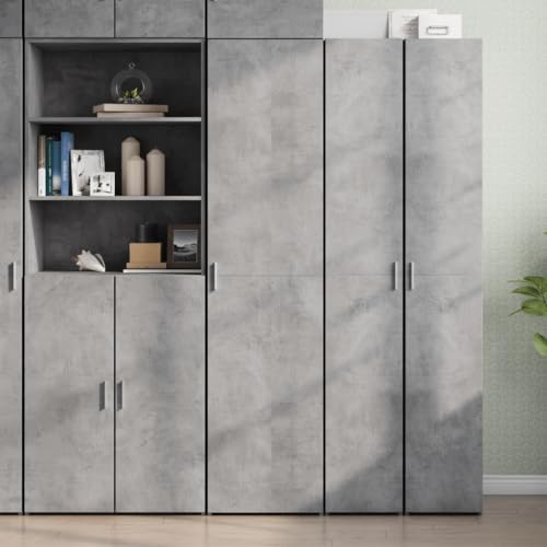 WKIEQACO Highboard Betongrau 45x42,5x185 cm Holzschränke & Lagerbuffets & Sideboards von WKIEQACO