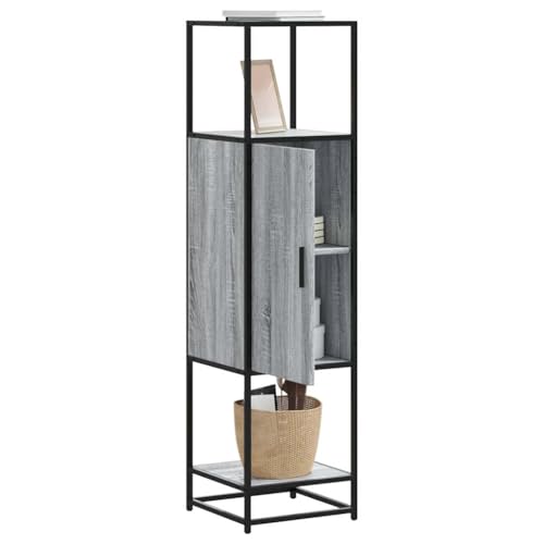 WKIEQACO Highboard Grau Sonoma 35,5 x 35 x 139 cm Holzwerkstoff und MetallSchränke & Aufbewahrungsbuffets & Sideboards von WKIEQACO