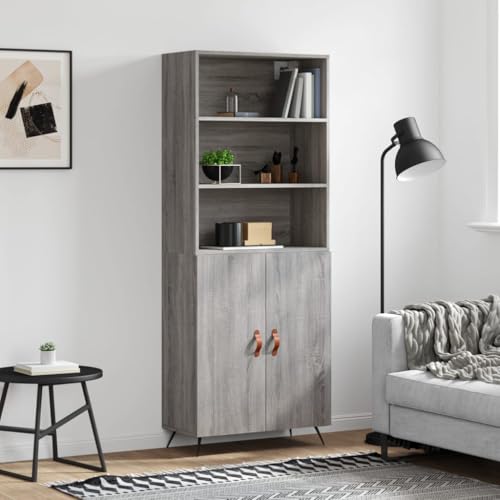 WKIEQACO Highboard Grau Sonoma 69,5 x 34 x 180 cm Holzschränke & Lagerbuffets & Sideboards von WKIEQACO
