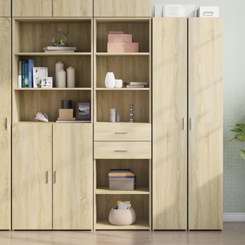WKIEQACO Highboard Sonoma Eiche, 50 x 42,5 x 185 cm, Holzwerkstoffschränke & Aufbewahrung, Buffets & Sideboards von WKIEQACO
