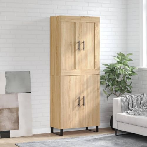 WKIEQACO Highboard Sonoma Eiche, 69,5 x 34 x 180 cm, Holzwerkstoffschränke & Aufbewahrung, Buffets & Sideboards von WKIEQACO