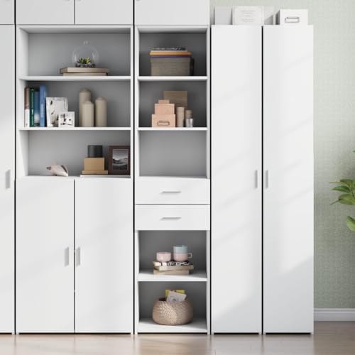 WKIEQACO Highboard Weiß 45x42,5x185cm Holzschrank & Aufbewahrungsbuffets & Sideboards von WKIEQACO